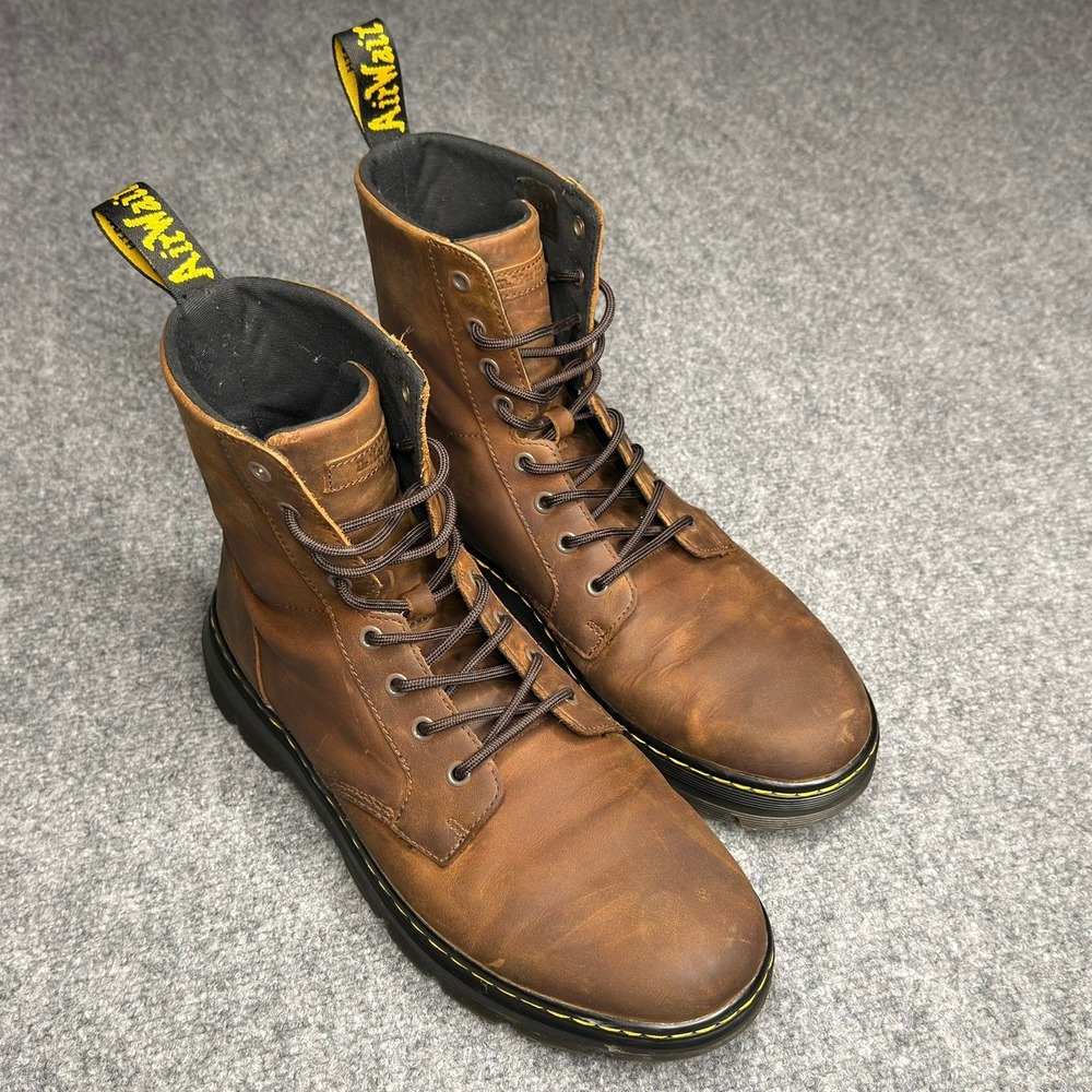 Dr. Martens Combs Leather 8-Eye Combat Boots Brown Crazy Horse Mens 11 Womens 12 - Picture 2 of 9